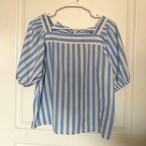 Blue and White Striped Top